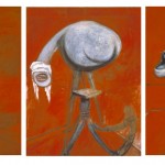 Three Studies for Figures at the Base of a Crucifixion circa 1944 by Francis Bacon 1909-1992